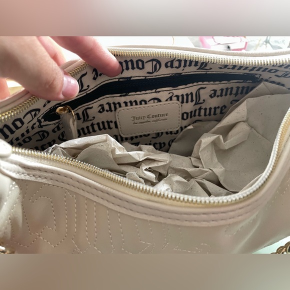 Juicy Couture Cream Quilted Angel Juicy Puff Half Moon Crossbody Bag - Picture 8 of 9